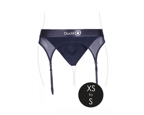 Черные трусики-пояс для страпона с вибропулей - размер XS-S