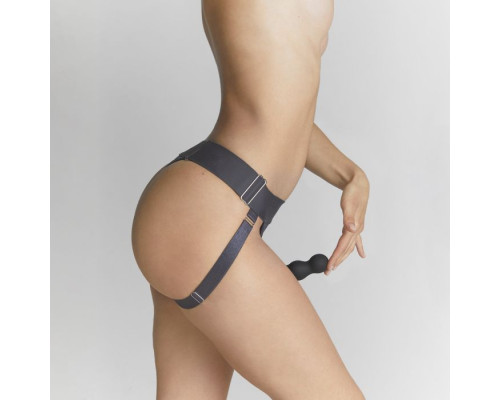 Серые трусики для фиксации насадок Strap-on-me Harness Lingerie Unique