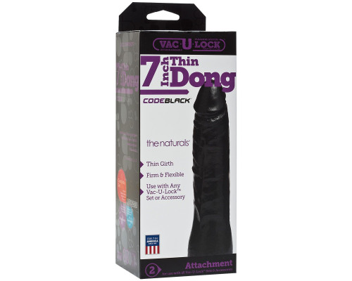 Насадка-фаллоимитатор для страпон-систем Vac-U-Lock CodeBlack 7 Inch Thin Dong - 18,3 см.