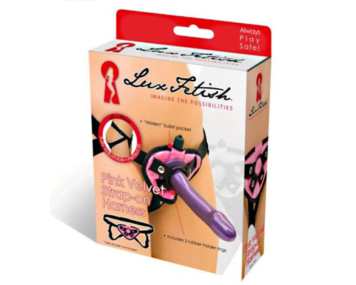 Черно-розовые плюшевые трусики для страпона