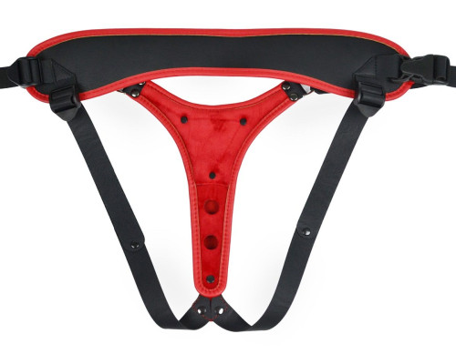 Красно-черный женский пояс с 2 способами крепления насадок