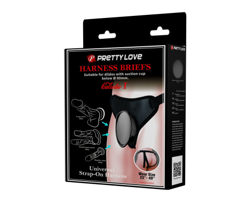 Черные трусики харнесс с платформой Caludio I