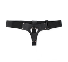 Чёрные кожаные трусики для больших насадок