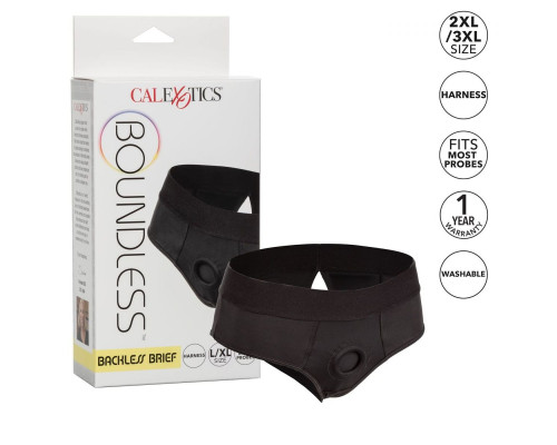 Черные трусы для страпона BACKLESS BRIEF HARNESS L/XL