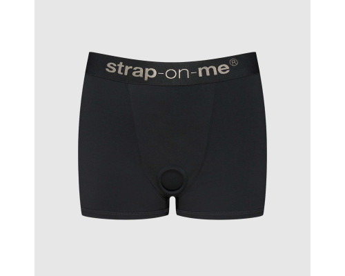 Черные трусики-боксеры для фиксации насадок Strap-on-me Harness Lingerie Allure - size L