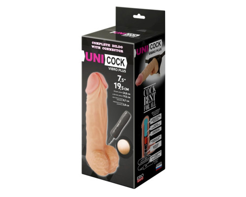 Фаллическая насадка Харнесс UNICOCK 10  с вибрацией - 25 см.