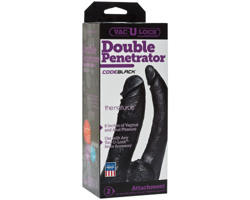 Черная насадка-фаллоимитатор для двойной стимуляции Double Penetrator - 16 см.