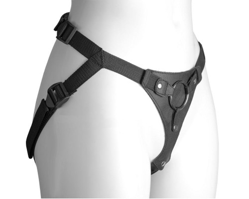 Черный женский пояс-трусики с кольцом для фиксации насадок