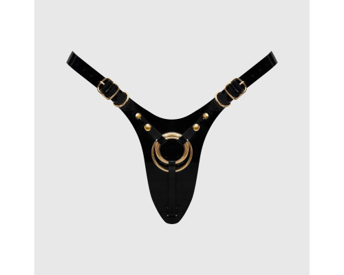 Черный пояс для фиксации насадок Strap-On-Me Leatherette Harness Fabulous