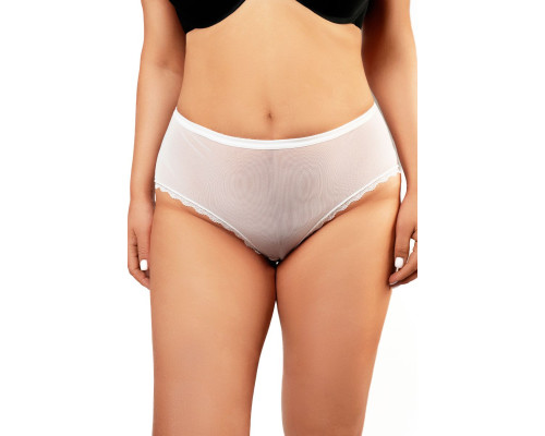 Высокие трусики из полупрозрачной сетки и кружева