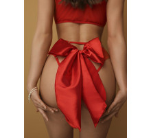 Красные трусики с большим атласным бантом сзади