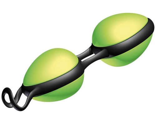 Зелёные вагинальные шарики на чёрной сцепке Joyballs Secret