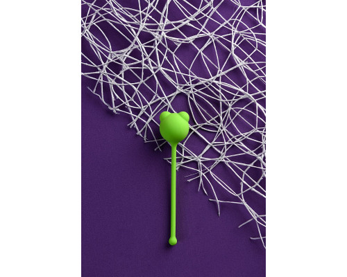 Зеленый силиконовый вагинальный шарик A-Toys с ушками