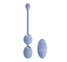 Голубые вагинальные шарики Willie с вибрацией и пультом ДУ