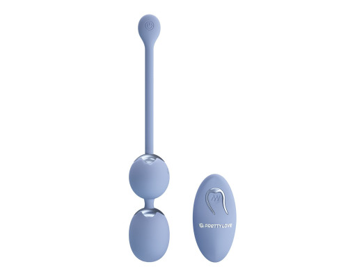 Голубые вагинальные шарики Willie с вибрацией и пультом ДУ