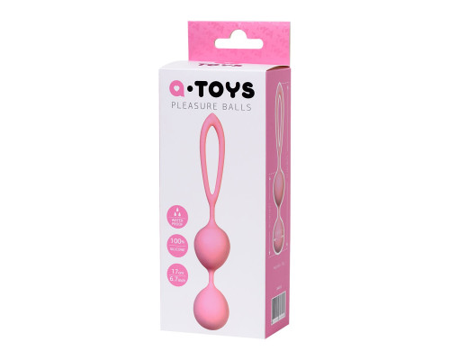 Розовые силиконовые вагинальные шарики с ограничителем-петелькой