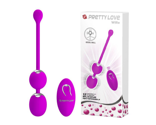 Лиловые вагинальные виброшарики Willie с пультом ДУ