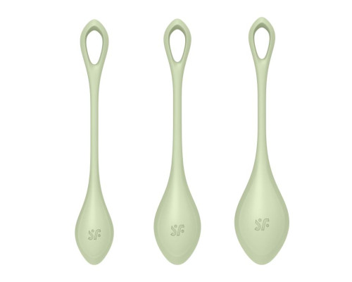 Набор из 3 салатных вагинальных шариков Yoni Power 2