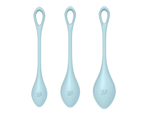 Набор из 3 голубых вагинальных шариков Yoni Power 2