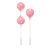 Набор розово-белых вагинальных шариков: двойные и одинарный