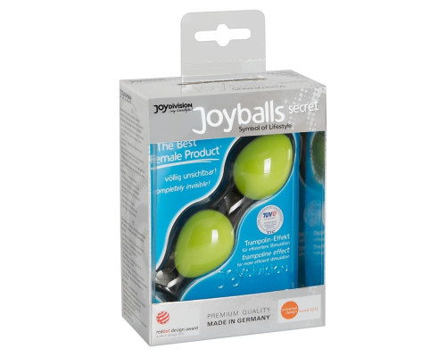 Зелёные вагинальные шарики на чёрной сцепке Joyballs Secret