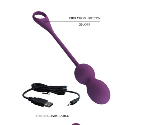 Фиолетовые вагинальные шарики Elvira с управлением через смартфон