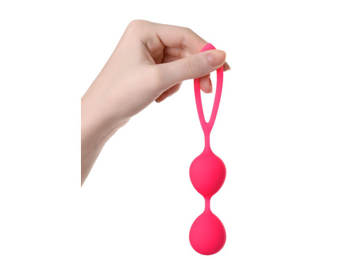 Ярко-розовые вагинальные шарики с петелькой