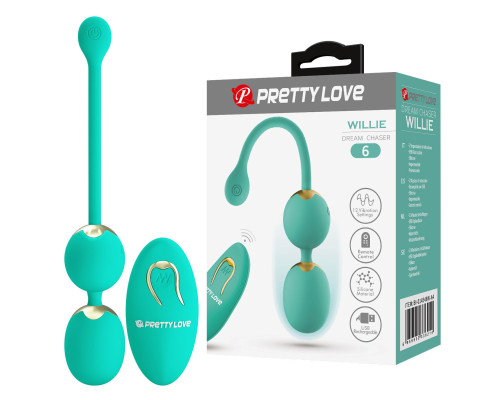 Зеленые вагинальные шарики Willie с вибрацией и пультом ДУ