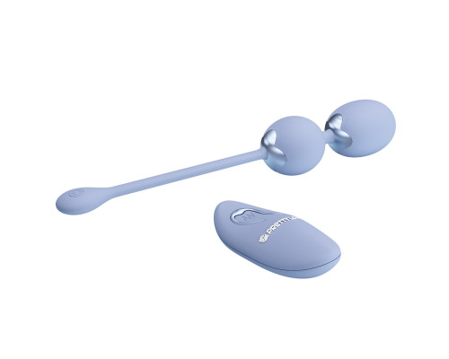Голубые вагинальные шарики Willie с вибрацией и пультом ДУ
