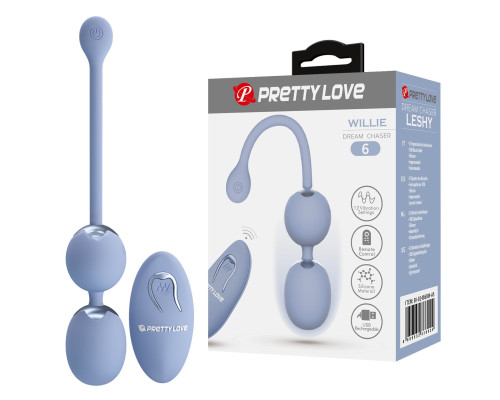 Голубые вагинальные шарики Willie с вибрацией и пультом ДУ