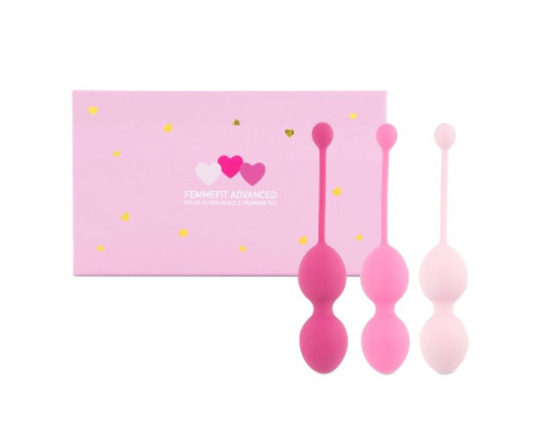 Набор из 3 розовых вагинальных шариков FemmeFit Advanced Pelvic Muscle Training Set