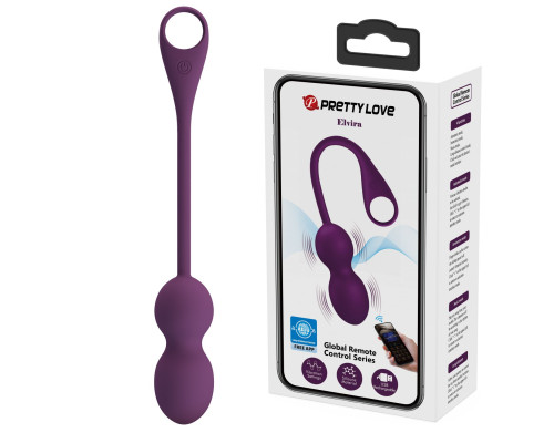 Фиолетовые вагинальные шарики Elvira с управлением через смартфон