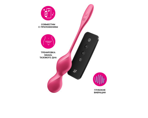 Малиновые вагинальные шарики с вибрацией Love Birds 2 - 22,2 см.