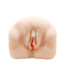 Телесный мастурбатор-вагина с оволосением и вибрацией
