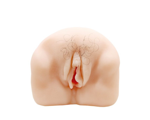 Телесный мастурбатор-вагина с оволосением и вибрацией