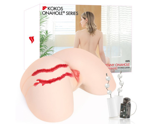 Мастурбатор-полуторс с двойным слоем материала и вибрацией Jenny Onahole Real Hips