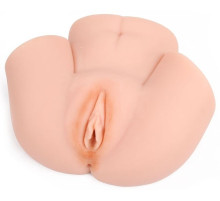 Телесный реалистичный мастурбатор-полуторс с двумя функциональными отверстиями