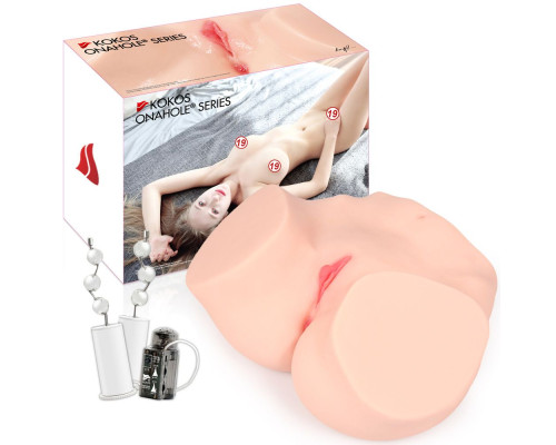 Мастурбатор-полуторс Hanna Onahole 001 с двойным слоем материала и вибрацией