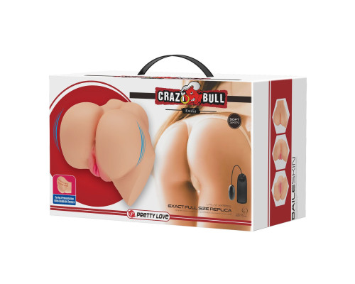 Телесный мастурбатор-полуторс Emilia с вибрацией