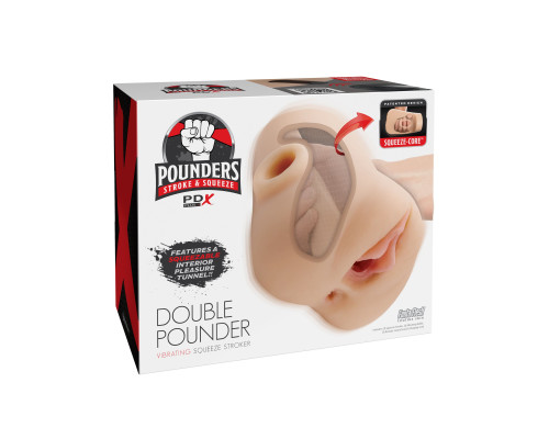 Телесный мастурбатор с вибрацией Double Pounder Vibrating Squeeze Stroker