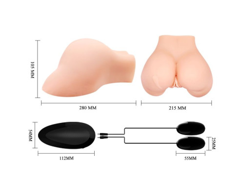 Телесная вибровагина Julie с 2 рабочими отверстиями