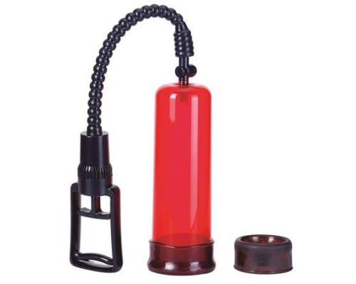 Вакуумная помпа с двумя сменными насадками NEW STAY HARD PUMP CLEAR RED