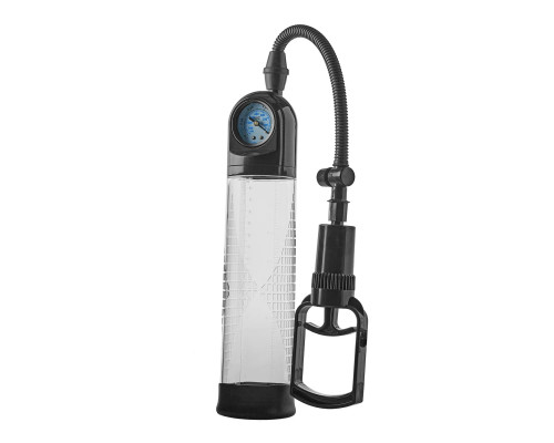 Прозрачная вакуумная помпа с манометром Deluxe Penis Pump