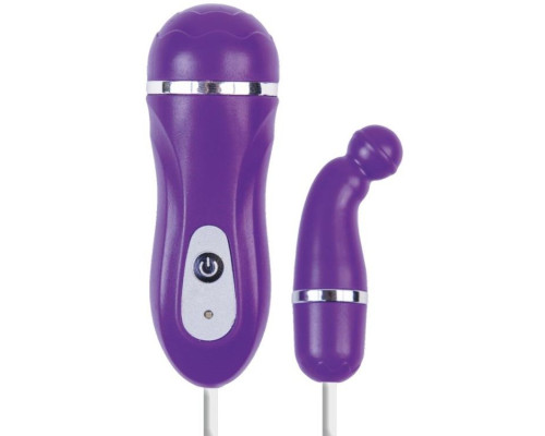 Фиолетовый вибростимулятор с загнутым кончиком