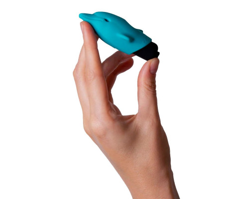 Голубой вибростимулятор-дельфин Lastic Pocket Dolphin - 7,5 см.