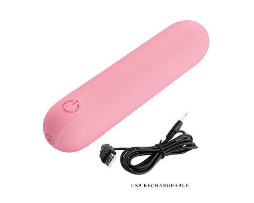 Нежно-розовая перезаряжаемая вибропуля Stefan - 8 см.