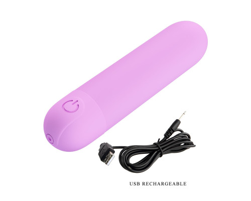 Сиреневая перезаряжаемая вибропуля Stefan - 8 см.