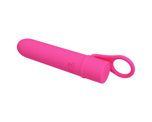 Розовый мини-вибромассажер с кольцом Ladon - 13,5 см.