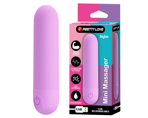 Сиреневая перезаряжаемая вибропуля Stefan - 8 см.
