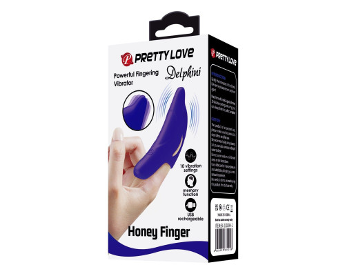 Синяя вибронасадка на палец Delphini